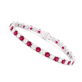 11.66 TCW Certified Lab Grown Ruby & Diamonds 14k WG Designer Bracelet
