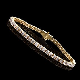 5.75 CTS CERTIFIED DIAMONDS 14K YELLOW GOLD DESIGNER TENNIS BRACELET SIZE leanth 7.3 inches