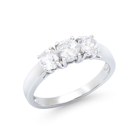 1.25 CTS TW CERTIFIED DIAMONDS 14K WHITE GOLD DESIGNER 3 STONE RING SIZE 7.5