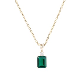 2.14 TCW Certified Lab Grown Diamonds & Emerald 14K YG Designer Pendant