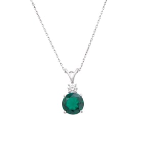 3.25 TCW Certified Lab Grown Diamonds & Emerald 14K WG Designer Pendant