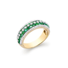 1.36 CTS CERTIFIED DIAMONDS & BRASIL EMERALDS 14K WHITE GOLD DESIGNER RING SIZE 7.5