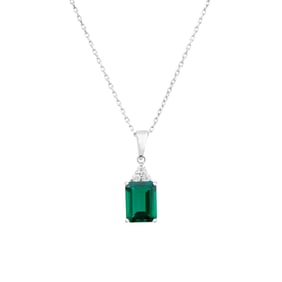 2.15 TCW Certified Lab Grown Diamonds & Emerald 14K WG Designer Pendant