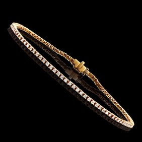 1.15 CTS CERTIFIED DIAMONDS 14K YELLOW GOLD DESIGNER TENNIS BRACELET SIZE leanth 7.5 inches