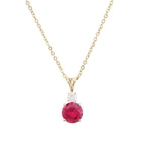 3.55 TCW Certified Lab Grown Diamonds & Ruby 14K YG Designer Pendant