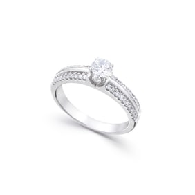0.52 CTS TW CERTIFIED DIAMONDS 14K WHITE GOLD DESIGNER RING SIZE 7.5