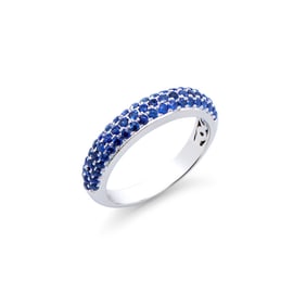 1.05 CTS CERTIFIED BLUE SAPPHIRE 14K DESIGNER WHITE GOLD RING SIZE 7.5