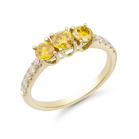 1.28 CTS TW CERTIFIED DIAMONDS 14K YELLOW GOLD DESIGNER RING SIZE 7.5 WITH YELLOW COLOR DIAMONDS