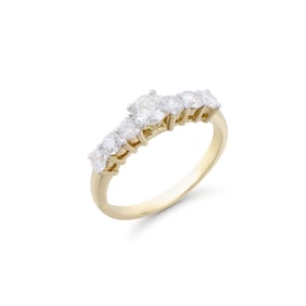 1.25 CTS TW CERTIFIED DIAMONDS 14K YELLOW GOLD DESIGNER 7 STONE RING SIZE 7.5