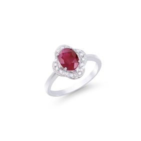 1.80 CTS CERTIFIED DIAMONDS & AFRICAN RUBY 14 K WHITE GOLD DESIGNER RING SIZE 7.5