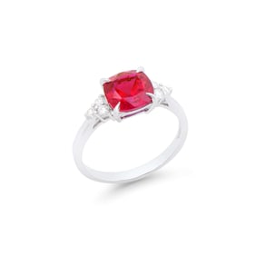3.01 TCW Certified Lab Grown Diamonds & Ruby 14K WG Designer Ring
