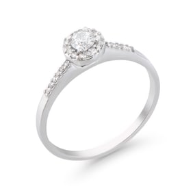 0.35 CTS CERTIFIED DIAMONDS 14K WHITE GOLD DESIGNER RING SIZE 7.5