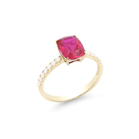 2.84 TCW Certified Lab Grown Diamonds & Ruby 14K YG Designer Ring