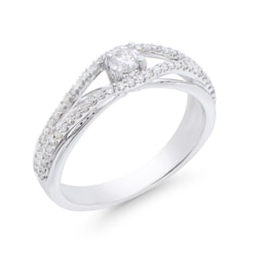 0.45 CTS TW CERTIFIED DIAMONDS 14K WHITE GOLD DESIGNER RING SIZE 7.5