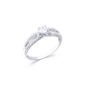 0.43 CTS TW CERTIFIED DIAMONDS 14K WHITE GOLD DESIGNER RING SIZE 7.5