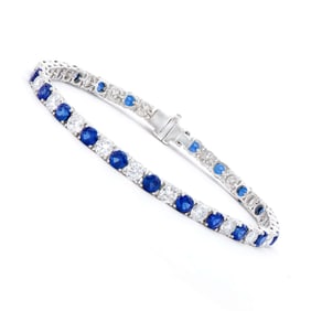 11.76 TCW Certified Lab Grown Sapphire & Diamonds 14k WG Designer Bracelet