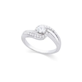 0.35CTS TW CERTIFIED DIAMONDS 14K WHITE GOLD DESIGNER RING SIZE 7.5