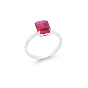 3.02 TCW Certified Lab Grown Diamonds & Ruby 14K WG Designer Ring