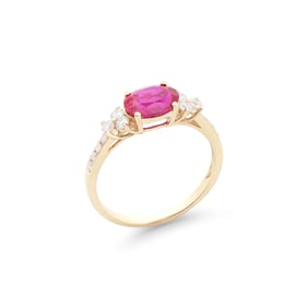 2.02 TCW Certified Lab Grown Diamonds & Ruby 14K YG Designer Ring