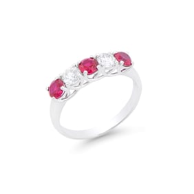 1.47 TCW Certified Lab Grown Diamonds & Ruby 14K WG Designer Ring