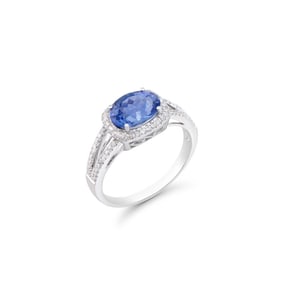2.02 CTS CERTIFIED DIAMONDS & TANZANITE 14K WHITE GOLD DESIGNER RING SIZE 7.5