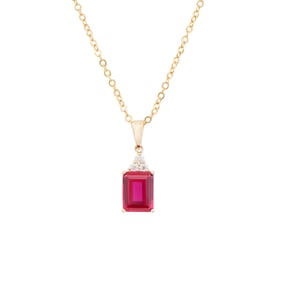 3.04 TCW Certified Lab Grown Diamonds & Ruby 14K YG Designer Pendant