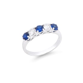 1.47 TCW Certified Lab Grown Diamonds & Sapphire 14K WG Designer Ring