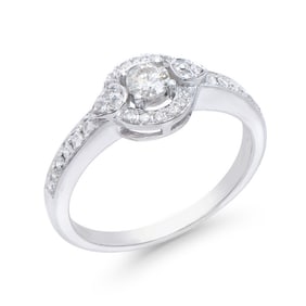 0.45 CTS CERTIFIED DIAMONDS 14K WHITE GOLD DESIGNER RING SIZE 7.5