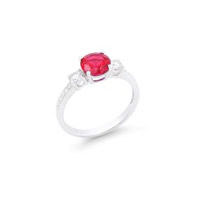2.05 TCW Certified Lab Grown Diamonds & Ruby 14K WG Designer Ring
