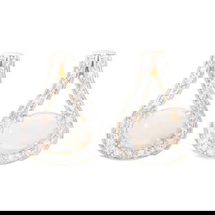 18k Yellow Gold Plated Silver Oval Opal Earring, 3.94 g: Description: Mount Type: Earring Gender: Women Silver Weight (Gram): 3.65 Plating Material: Yellow Gold Plating Material Karat: 18k Size: 1.1mm PCS: 22 Weight (Carats): 0.18 Grade: I3 Color: H-I Stone