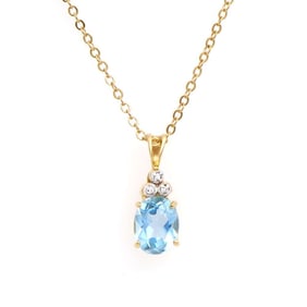 4.38 CTS BLUE TOPAZ & DIAMONDS 18K GOLD PLATED DESIGNER NECKLACE SIZE 18 INCHES