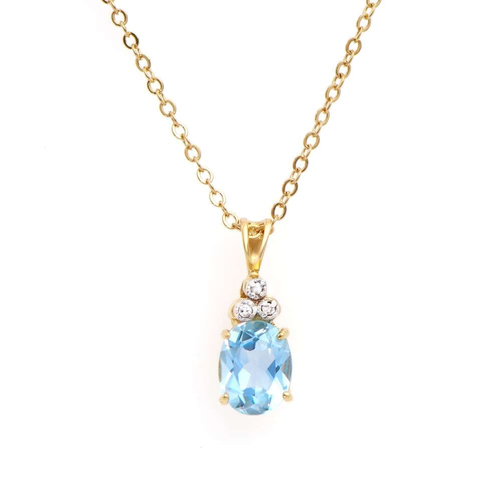 4.38 CTS BLUE TOPAZ & DIAMONDS 18K GOLD PLATED DESIGNER NECKLACE SIZE 18 INCHES (1 of 2)