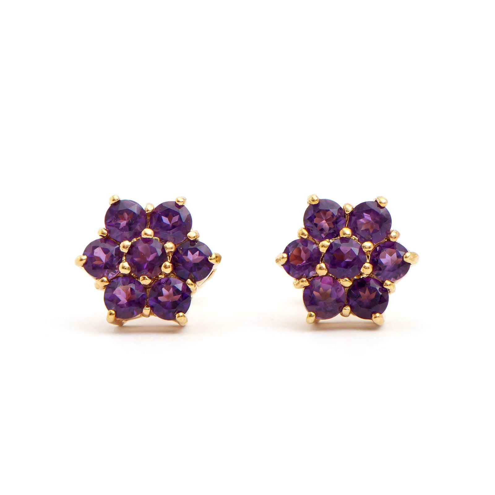 1.21 ctw Amethyst & Diamonds 18K Gold Plated Designer Earrings (1 of 2)