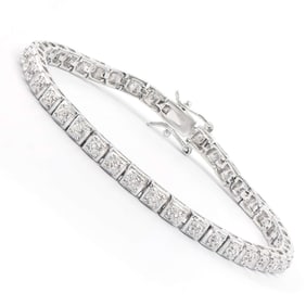 0.32 TW CTS DIAMONDS RHODIUM PLATED DESIGNER BRACELET SIZE 7.5 INCHES