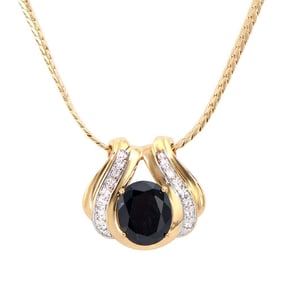 6.12 TW CTS BLACK SAPPHIRE & DIAMONDS 18K GOLD PLATED DESIGNER NECKLACE SIZE 16 INCHES