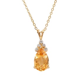 3.79 TW CTS CITRINE & DIAMONDS 18K GOLD PLATED DESIGNER NECKLACE SIZE 18 INCHES
