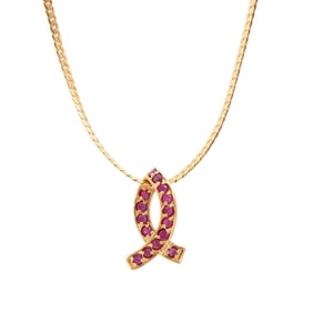 1.02 ctw Ruby 18K Gold Plated Designer Pendant 16 in