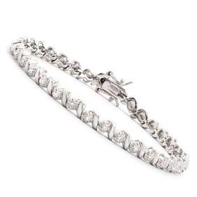 0.27 TW CTS DIAMONDS RHODIUM PLATED DESIGNER BRACELET SIZE 7.5 INCHES