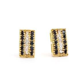 1.70 TW CTS SAPPHIRES & DIAMONDS 18K GOLD PLATED DESIGNER EAR-RINGS