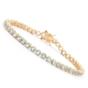 4.10 TW CTS BLUE TOPAZ 18K GOLD PLATED DESIGNER BRACELET SIZE 7.5 INCHES