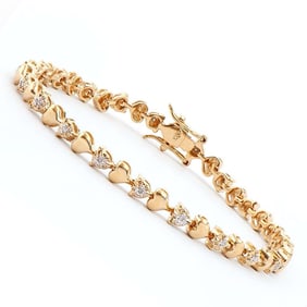 0.15 TW CTS DIAMONDS 18K GOLD PLATED DESIGNER BRACELET SIZE 7.9 INCHES