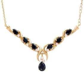 5.00 TW CTS BLACK SAPPHIRE & WHITE TOPAZ 18K GOLD PLATED DESIGNER NECKLACE SIZE 19 INCHES