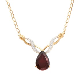 4.11 TW CTS GARNETS & DIAMONDS 18K GOLD PLATED DESIGNER NECKLACE SIZE 19 INCHES