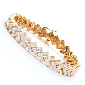 0.80 TW CTS DIAMONDS 18K GOLD PLATED DESIGNER BRACELET SIZE 8.25 INCHES