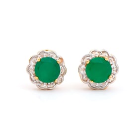 1.7 ctw Green Agate & Diamonds 18K Gold Plated Designer Earrings