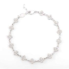 0.12 TW CTS DIAMONDS RHODIUM PLATED DESIGNER BRACELET SIZE 8 INCHES