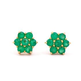 1.35 ctw Green Agate 18K Gold Plated Designer Earrings