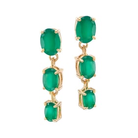 4.00 TW CTS GREEN AGATE 18K GOLD PLATED DESIGNER EAR-RINGS