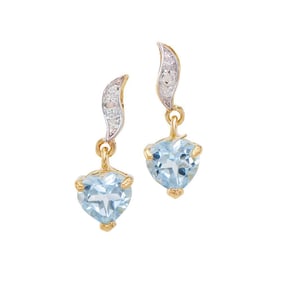 1.67 TW CTS BLUE TOPAZ & DIAMONDS 18K GOLD PLATED DESIGNER EAR-RINGS