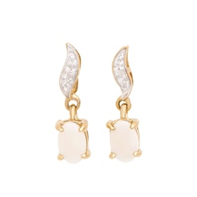 18k Yellow Gold Plated Silver Oval Opal Earring, 1.65 g
